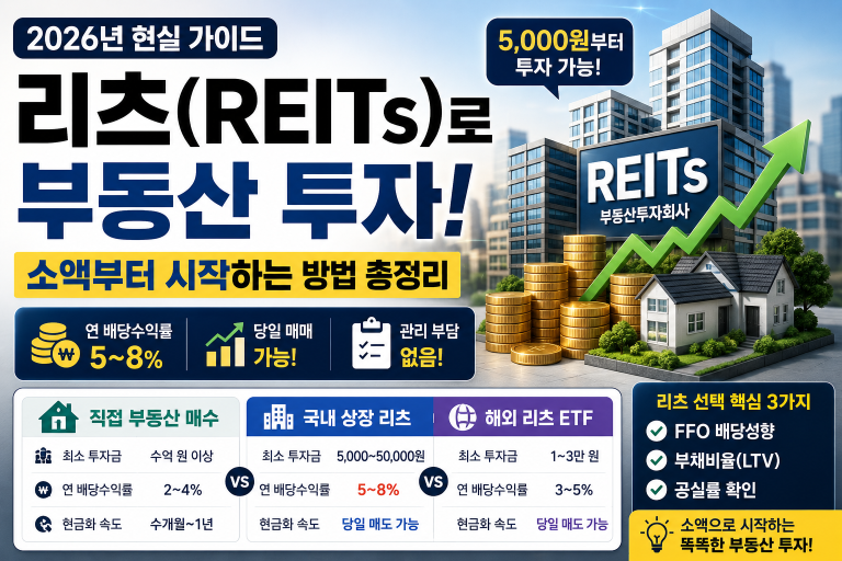리츠(REITs)로 부동산 투자, 소액부터 시작하는 2026년 현실 가이드