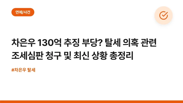 차은우 130억 추징 부당? 탈세 의혹 관련 조세심판 청구 및 최신 상황 총정리