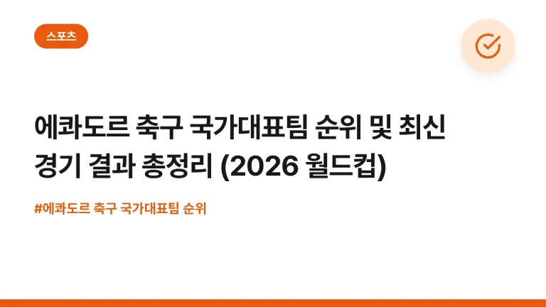 에콰도르 축구 국가대표팀 순위 및 최신 경기 결과 총정리 (2026 월드컵)